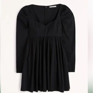 Abercrombie and Fitch Long-Sleeve Poplin Babydoll Black Mini Dress Women’s Sz S